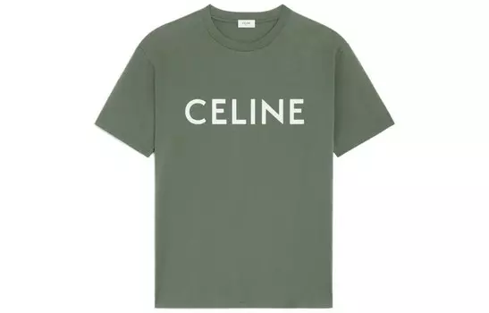 Футболка мужская кремово-зеленая Celine, зеленый