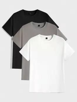 Футболка мужская Manfinity Basics с круглым вырезом и короткими рукавами, серый