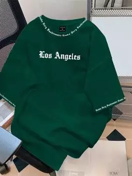 Футболка мужская Manfinity EMRG с принтом алфавита и короткими рукавами, зеленый