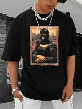 Футболка мужская Manfinity EMRG с принтом моны лизы, черный