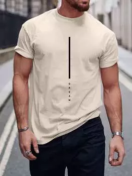 Футболка мужская Manfinity Homme с круглым вырезом и принтом букв, хаки