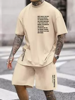 Футболка мужская Manfinity Homme с шортами с завязками, хаки