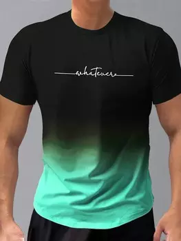 Футболка мужская Manfinity Hypemode с градиентным алфавитным принтом, черно-зеленый