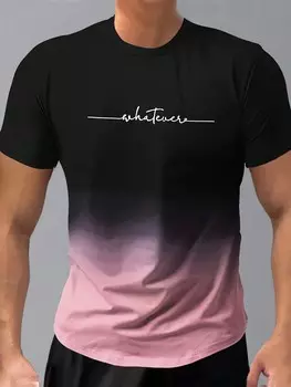 Футболка мужская Manfinity Hypemode с градиентным алфавитным принтом, черный / розовый