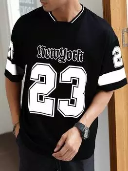 Футболка мужская Manfinity Sporsity с цифровым принтом, черный / белый