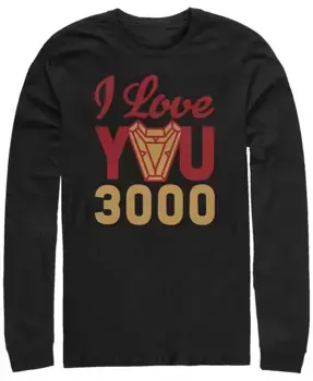 Футболка мужская Marvel "Avengers Endgame I Love You 3000" с Arc Reactor, длинный рукав Fifth Sun, черный