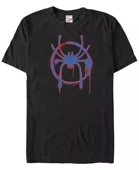 Футболка мужская Marvel Spider-Man Into The Spiderverse с коротким рукавом и логотипом в красно-синей краске Fifth Sun, черный