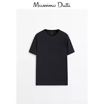 Футболка мужская Massimo Dutti с круглым вырезом и короткими рукавами, темно-синий