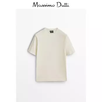 Футболка мужская Massimo Dutti с круглым вырезом, кремовый