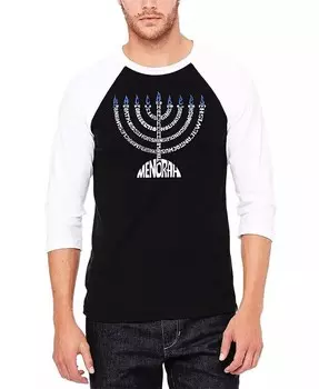 Футболка мужская Menorah Raglan Baseball Word Art LA Pop Art, черный