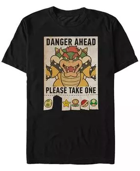 Футболка мужская Nintendo Super Mario Bowser Danger Ahead с коротким рукавом Fifth Sun, черный