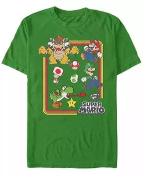 Футболка мужская Nintendo Super Mario Retro Group Playing с коротким рукавом Fifth Sun, зеленый