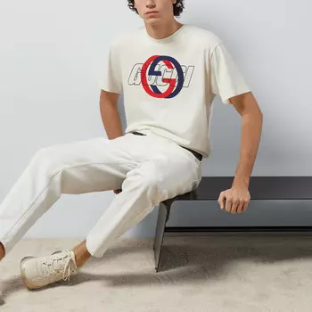 Футболка мужская Off White Gucci, кремовый