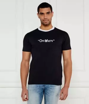 Футболка мужская Off White с контрастным воротником, черный