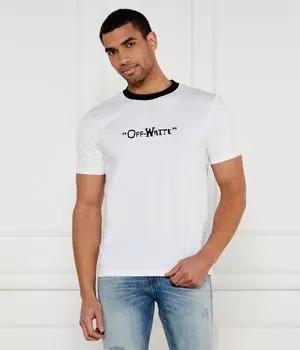 Футболка мужская Off White с окантовкой горловины и принтом, белый
