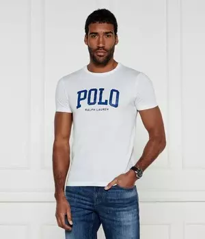 Футболка мужская Polo Ralph Lauren облегающего кроя с логотипом бренда, белый