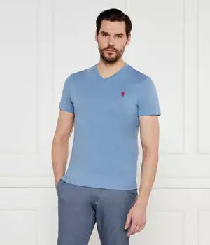 Футболка мужская Polo Ralph Lauren с V-образным вырезом, голубой