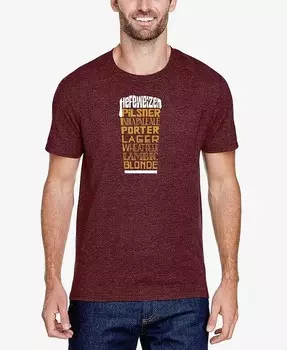 Футболка мужская премиум-класса с надписью «Пиво» LA Pop Art, красный