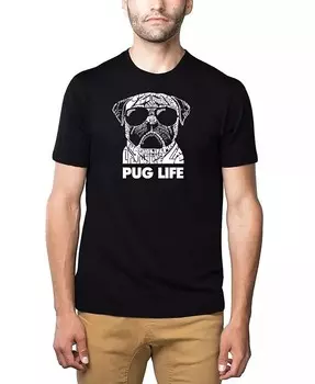 Футболка мужская премиум-класса Word Art Pug Life LA Pop Art, черный