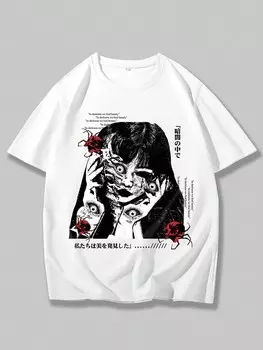 Футболка мужская Romwe Anime с принтом аниме, белый