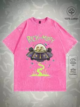 Футболка мужская Romwe с принтом букв и мультфильмов, розовый