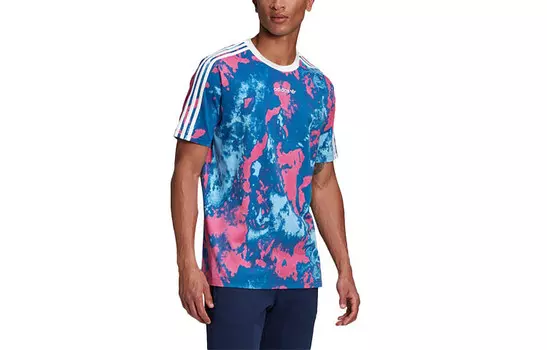 Футболка мужская розово-голубая Adidas Originals, голубой