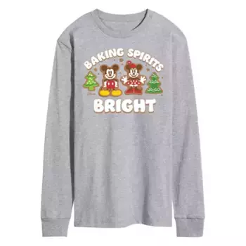 Футболка мужская с длинным рукавом "Микки и Минни поднимают настроение" Disney, серый