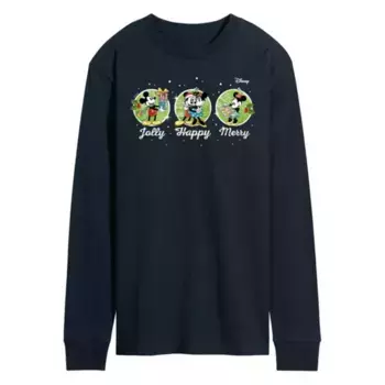 Футболка мужская с длинным рукавом «Микки и Минни — веселые и радостные» Disney, синий