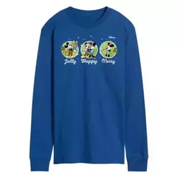 Футболка мужская с длинным рукавом «Микки и Минни — веселые и радостные» Disney, синий