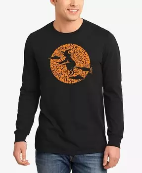 Футболка мужская с длинным рукавом Spooky Witch Word Art LA Pop Art, черный