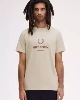 Футболка мужская с коротким рукавом и логотипом Fred Perry, кремовый