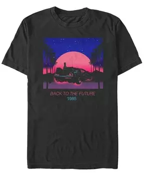 Футболка мужская с коротким рукавом и принтом заката Delorean 1985 года из неоновой франшизы «Назад в будущее» Fifth Sun, черный