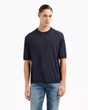 Футболка мужская с коротким рукавом из трикотажного полотна Emporio Armani, тёмно-синий