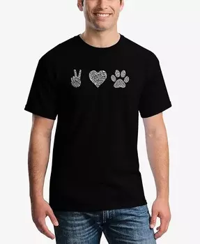 Футболка мужская с коротким рукавом Peace Love Dogs Word Art LA Pop Art, черный
