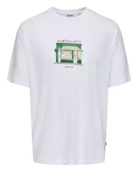 Футболка мужская с коротким рукавом свободного кроя Only & Sons, белый