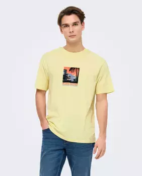 Футболка мужская с коротким рукавом свободного кроя Only & Sons, желтый