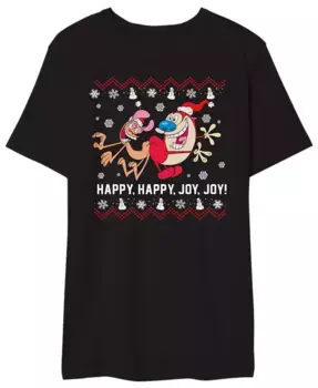 Футболка мужская с принтом Happy Happy Joy Joy AIRWAVES, черный