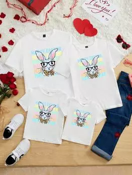 Футболка мужская с принтом пасхальный кролик, белый