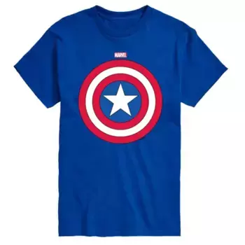 Футболка мужская с принтом щита Капитана Америка Marvel, синий