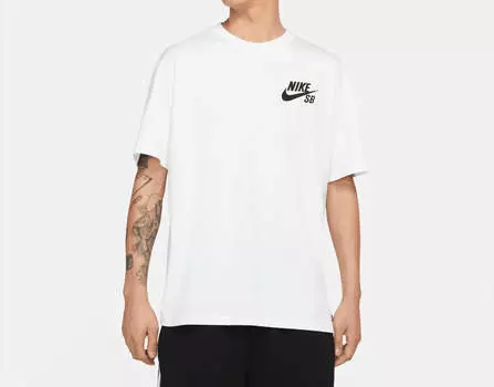 Футболка мужская Sb Logo Skate в белом/черном цвете Nike