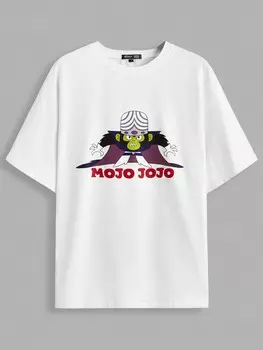 Футболка мужская Shein с мультяшным рисунком, белый