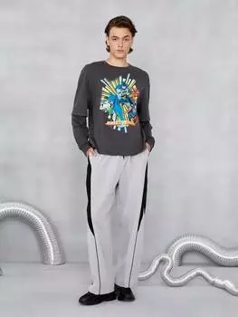 Футболка мужская Shein с надписью и рисунком, серый