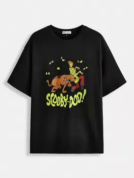 Футболка мужская Shein с заниженными плечами и буквенным принтом, черный