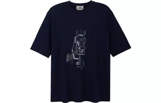 Футболка мужская синяя Hermes, синий