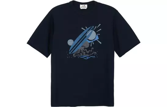 Футболка мужская синяя Hermes, синий