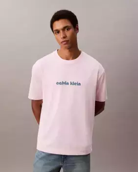 Футболка мужская свободного кроя с ретро-логотипом Calvin Klein Jeans, розовый