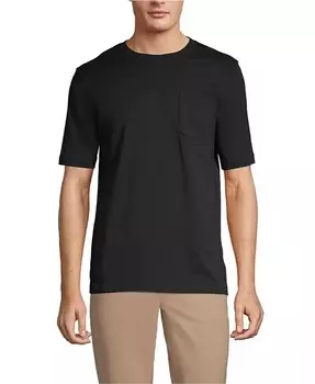 Футболка мужская Tall Super-T с коротким рукавом и карманом Lands' End, черный