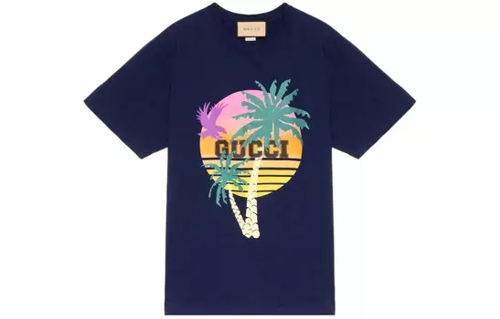 Футболка мужская темно-синяя Gucci, темно-синий