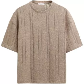 Футболка мужская темно-золотисто-коричневая Zara, коричневый