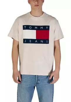 Футболка мужская Tommy Jeans с фирменным принтом, бежевый